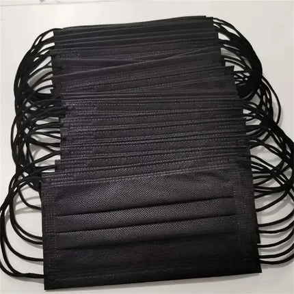 50-200pcs Black Disposable Face Masks 3 Layers Ply Filter Nonwove Anti Dust Breathable Protective Safe Facemask Adult Mouth Mask
