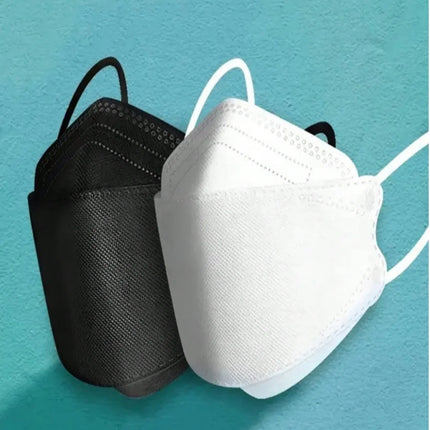 Adult KF94 Face Masks 4 Layers, Premium Melt-Blown Material, Breathable White Black Disposable Masks for Daily Use