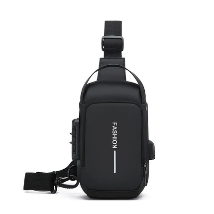Durable Oxford Fabric Men's Sling Bag - Stylish Motorcycle Crossbody Chest Pack with Phone Pocket, Zip Closure for Daily Commute