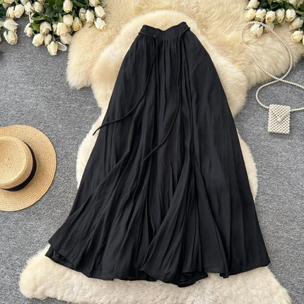 Skirts Women Mid Length Skirt A Line Elastic Waist Slim Fit Elegant Splice Y2k Streetwear Work Solid Casual Regular Summer 2026