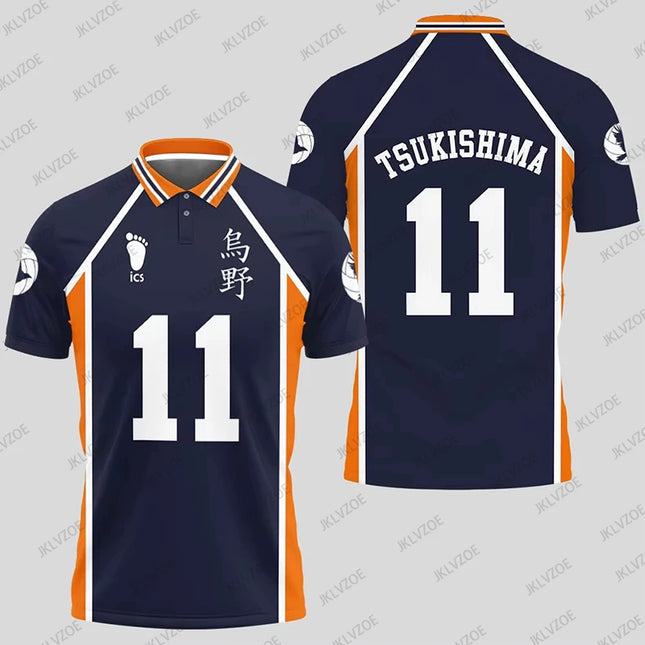 Anime Haikyuu Hinata Cosplay Polo Shirts Summer Shorts Sleeve Men Polos Volleyball Uniform Japan Sports Jerseys Kids Adult Tops