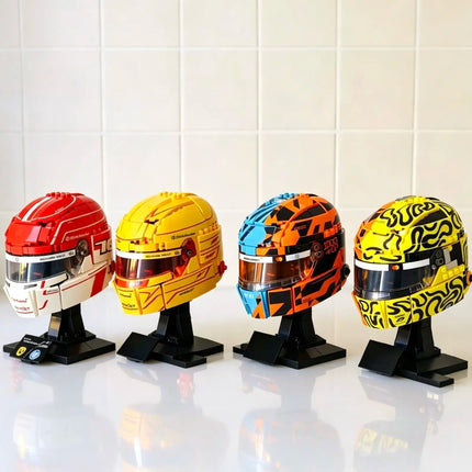 2026 Popular Racing Car Fleet Racing Driver Lewis Charles Oscar Lando Helmet Building Block Puzzle Model Toy For Ornament Gift