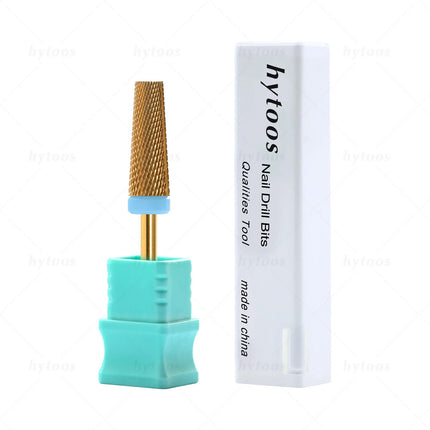 HYTOOS 5 in 1 Nail Drill Bits 16mm Flat Top Tapered Carbide Nail Bit Remove Gel Tool Electric Drills File Manicure Accessories