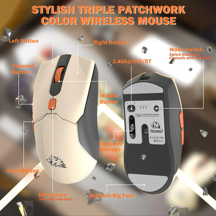 Freewolf T96 Gaming Wireless Keyboard And Mouse Supports Dual-mode Bluetooth Connectivity Compatible With Pc And - product im