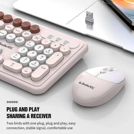 K-Snake WK200 Wireless Keyboard Mouse Set Cute Punk Keycap USB Wireless Business Keyboard Mouse Set Laptop Typing - product i