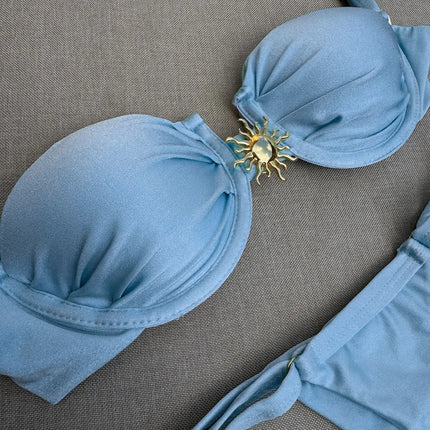 Three-Piece Swimsuit 2025 New Bikini Sexy Solid Color Split Women's Swimwear for Women