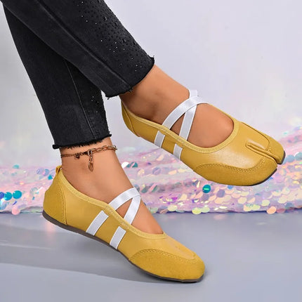 Fashion Soft Leather Split Toe Women Tabi Ballet Flats Spring Autumn Comfortable Walking Lazy Loafers Casual Girls Dance Shoes