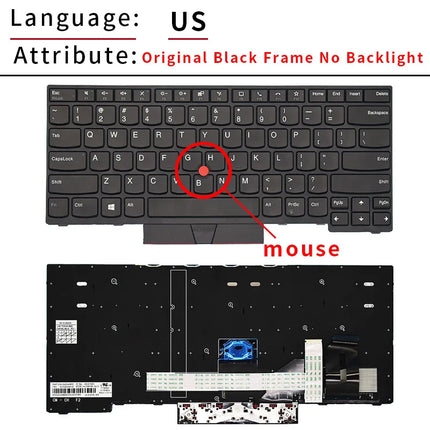 Spanish Russian Backlit Laptop Keyboard For Lenovo Thinkpad E480 E485 E490 E495 L380 L390 L490 L480 T490 T495 01YP280 01YP320