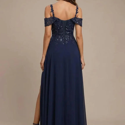 Sequin Lace Mother of The Bride Dresses for Woman with Slit Spaghetti Straps Long Formal Evening Dress