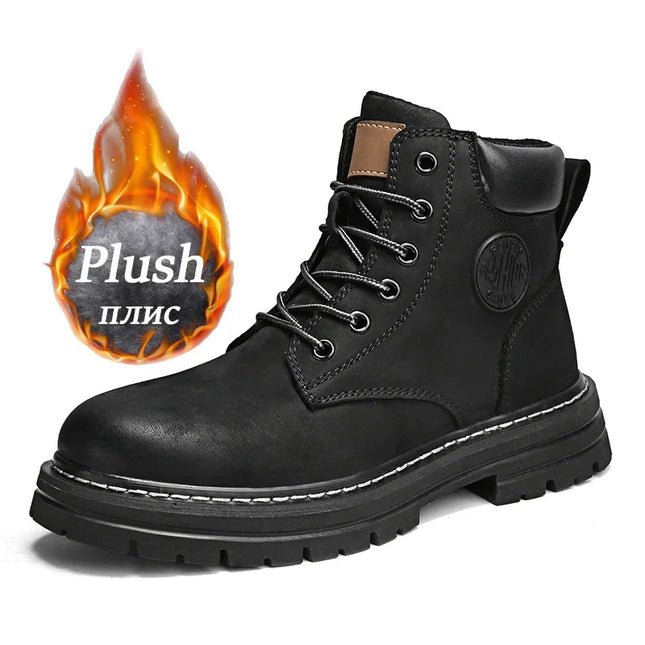 Stiefeletten Herren High Top Boots Hochwertige Damen Lederschuhe Fashion Outdoor Sneakers Herren Schnürung Rutschfeste Knöchelstiefel für Paare