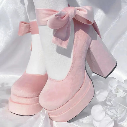 Designer Platform Women Mary Jane Shoes Ladies Fashion Cross-tied Thick High Heels Women's Elegant Dress Pumps Chunky Shoes