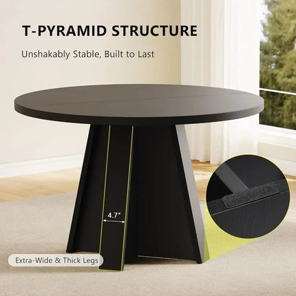 5-Piece Round Dining Table Set or 4, 47" ern Kitchen Table and 4 Upholstered Chairs, Round Dining Room Table Set with Wood Base,