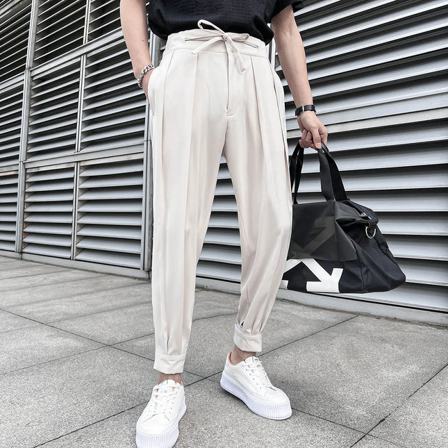 2024 Sommer Elastische Taille Anzughose Herren Business Büro Freizeithose Herren Mode Loose Social Party Formelle Hose