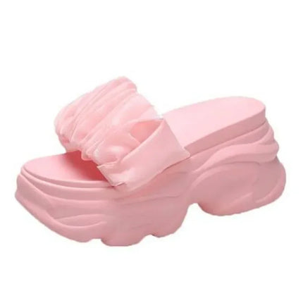 Women Summer Chunky Sandal Platform Slippers 9CM High Heels Ladies Hollow Out Slides Beach Flip-Flop Woman Sandalias De Mujer