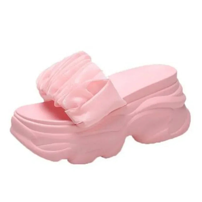 Women Summer Chunky Sandal Platform Slippers 9CM High Heels Ladies Hollow Out Slides Beach Flip-Flop Woman Sandalias De Mujer