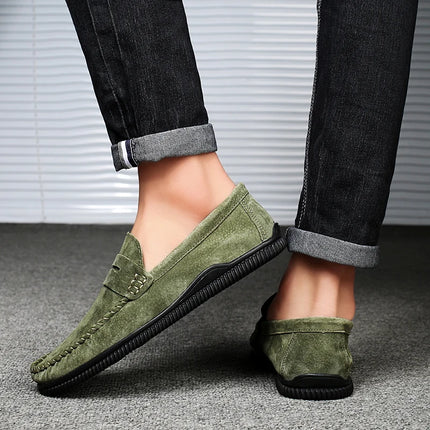 2025 Penny Loafer Men Army Green Loafers Flats Male Casual Shoes Slip-On Leather Mens Driving Shoes Luxury Man Moccasins 2024