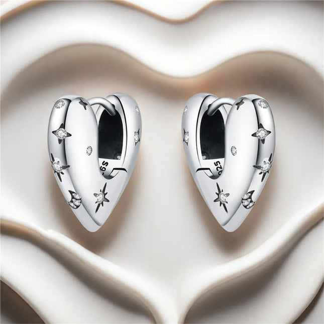 925 Sterling Silver Star Moon Heart Shape Earrings Jewelry Versatile Hoop Earrings For Women Jewelry - product image 2