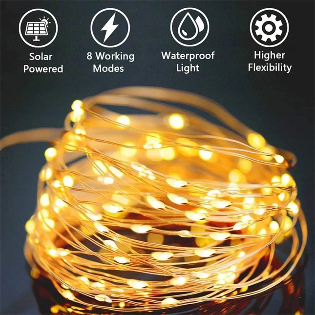 32M Solar LED Light Outdoor Festoon Lamp Garden Fairy Light String Led Twinkle Waterproof Lamp Christmas - product image 2