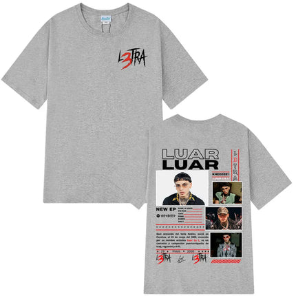 Rapper Luar La L 2025 Album L3TRA T Shirts Men's Women Hip Hop Fashion Short Sleeve T-shirts Cotton Oversized Streetwear T-shirt
