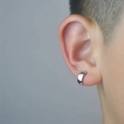 1 PC Korean Punk Stainless Steel No Pierced Pop Ear Clip Earrings for Men Women Trend Jewelry Party Gift