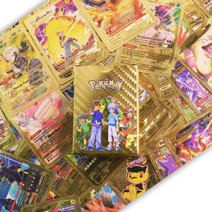 Spain Pockmarked 55 Pokemon Table Game Cards Gold Foil Card Silver Foil Black Foil Multilingual. Pokemon Card Anime