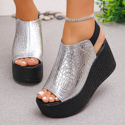 2026 New Women's Solid Color Waterproof Platform Wedge Heel Open Toe Sandals Summer Fashion Fish Mouth Outdoor Casual Sandals
