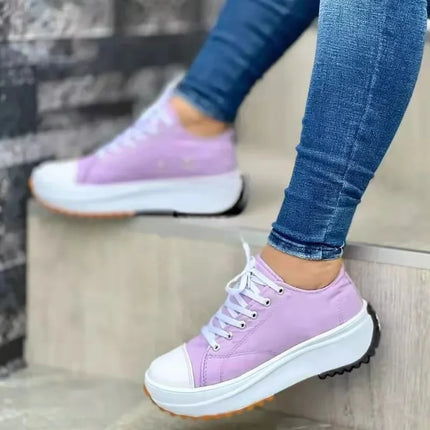 Women's Graphic Canvas Sneakers Women's Casual Shoes 2026 Autumn New Women's Sneakers Flat Lace Up Zapatos Mujer Chaussure Femme