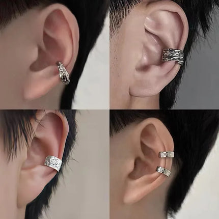 1 PC Korean Punk Stainless Steel No Pierced Pop Ear Clip Earrings for Men Women Trend Jewelry Party Gift