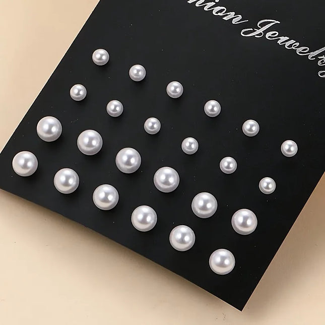 12Pairs Elegant Imitation Pearl Stud Earrings Simple Ball Bead Earring Set Women's Charming Wedding - product image 5