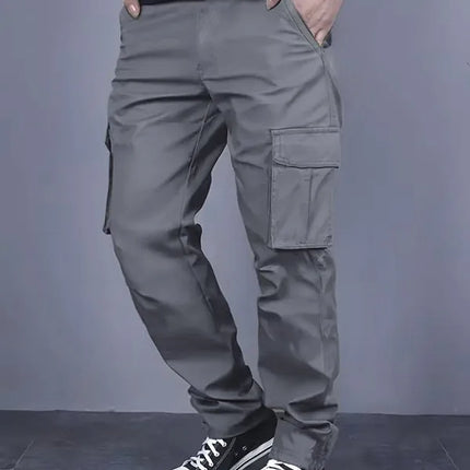 Men's casual multi pocket work pants with loose fit and drawstring waistband suitable for hikingfishingand outdoor exploration