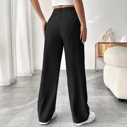 Draped High Waisted Wide Leg Pants Office Casual Suit Trousers Versatile Spring Autumn