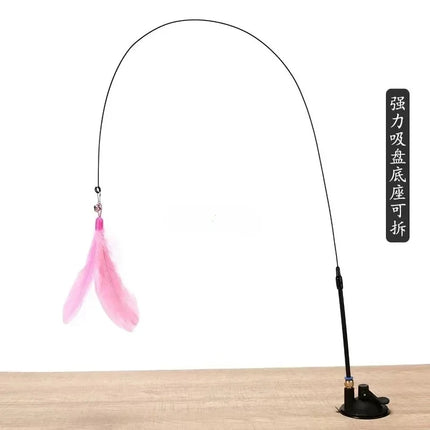 1Pc Cat Teaser Stick Interactive Toy Feather Teaser Stick Wand Pet Feather Refill Replacement Catcher Product For Cat Exercise