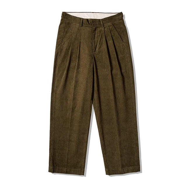 Red Tornado Herren Cordhose mit Bundfalten, Braun, Relaxed Fit, Vintage Heritage Stil, Arbeitshose