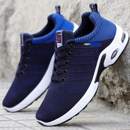 Men's Black Grey Knit Air Cushion Sneakers Breathable Non-Slip Lightweight Casual Running Shoes for Daily Walking Work