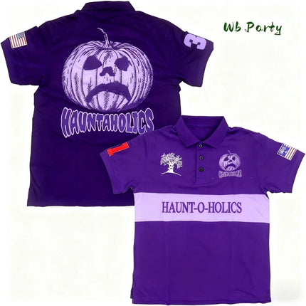 Y2k Haunted Polo Shirt Halloween Pumpkintshirt Polo Shirts for Man Letter Oversized T-Shirt Fashion Baseball Men's Polo T-Shirts