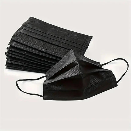 50-200pcs Black Disposable Face Masks 3 Layers Ply Filter Nonwove Anti Dust Breathable Protective Safe Facemask Adult Mouth Mask