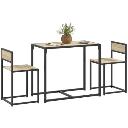 Homcom Small Dining Table Set for 2, Kitchen Table and Chairs Set, Compact Dining Sets for Small Spaces, Oak