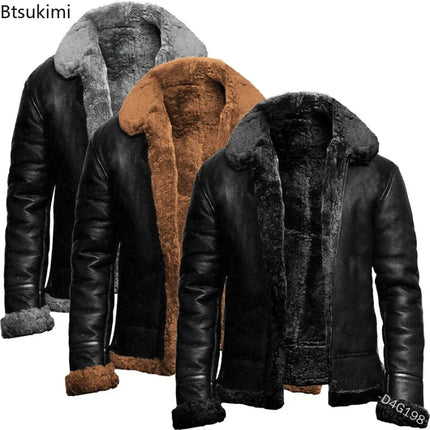 Autumn Winter New Men's Warm Jackets Suede Thickened Plush Coats Vintage Casual Fur Collar Luxury Men Clothing Quality Jackets