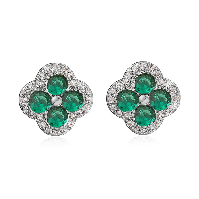 HECHENG, 18K Golden-plated Inlaid CZ Stone Flower Shape Sweet Romantic Metal Ladies Jewellery Earrings - product image 3
