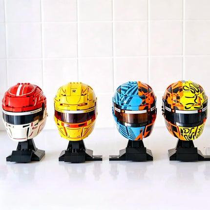 2026 Popular Racing Car Fleet Racing Driver Lewis Charles Oscar Lando Helmet Building Block Puzzle Model Toy For Ornament Gift