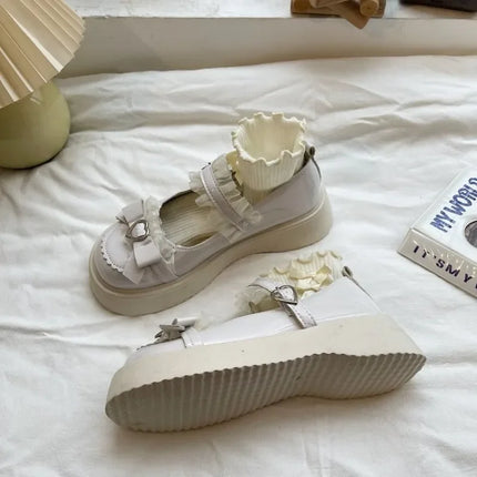 New Fashion Buckle Women's Pumps Spring Autumn Mary Jane Solid Butterfly Knot Platform Casual Round Toe Ladies Shoes
