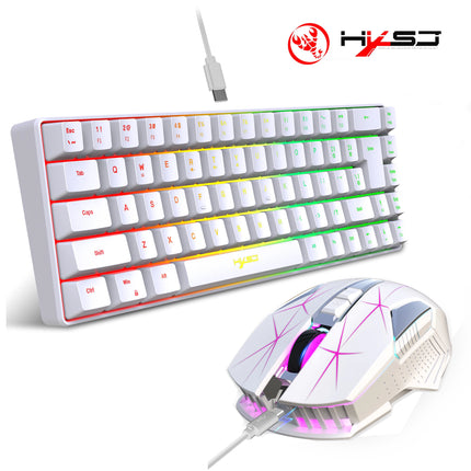 68-key Gaming Keyboard And Mouse Kit RGB Backlit Portable Game Wired Membrane Keyboards Wireless Mice Mause For - product ima