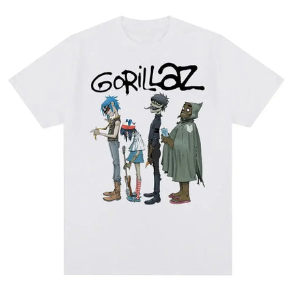 Music Band Gorillazs Punk Rock Print T Shirt 90s Casual Fashion Short Sleeve Plus Size T Shirt Unisex