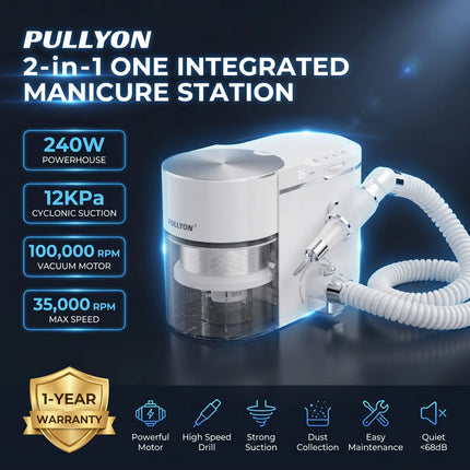 240W 2 in 1 Nail Drill and Dust Collector Machine Brushless Professional 35000RPM Integrated Nail Vacuum Manicure Station E-file