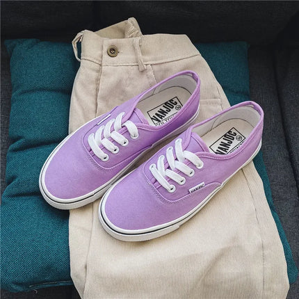Casual Flats Canvas Sneakers Women Outdoor Solid Color Shallow Sports Shoes Tennis Female Streetwear Lace Up Vulcanize Shoes