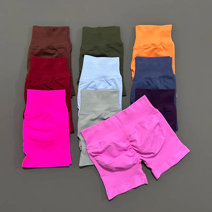 HISTELLO Gym Shorts 4.5" Women Fitness Sports Biker Shorts Low Waist Running Pants Workout Scrunch Butt Yoga Seamless Leggings