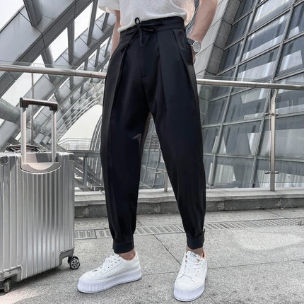 2024 Summer Elastic Waist Drape Suit Pants Men Business Office Casual Pants Male Fashion Loose Social Party Formal Trousers