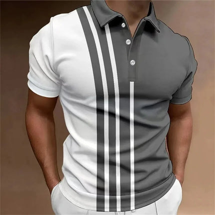 Men's Polo Shirts And short-sleeved Sport Pullovers With Buttons And collars, Summer Casual Striped Button Collar Trend T-shirts