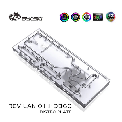 Bykski Acrylic Distro Plate / Board for LIAN LI O11 Dynamic Case / Fit Dual 360MM Radiator / Combo DDC Pump / RGV-LAN-O11-D360