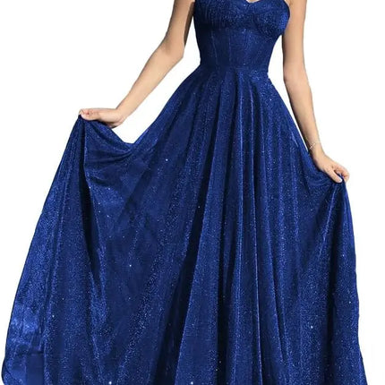 Sparkly Tulle Prom Dresses for Women 2025 Long Corset A Line Spaghetti Straps Glitter Formal Gowns Evening Dress Customized